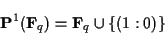 \begin{displaymath}{\bf P}^1({\bf F}_q)={\bf F}_q\cup \{(1:0)\} \end{displaymath}